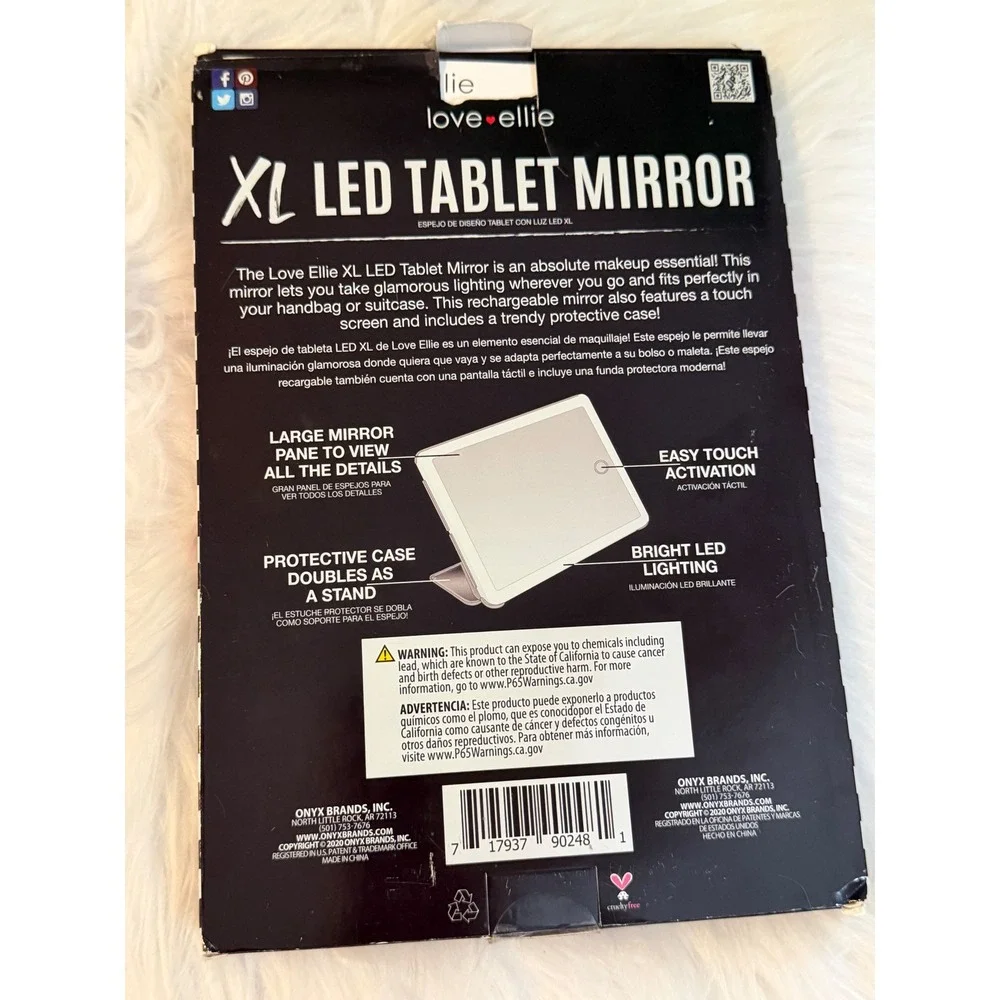 Love Ellie XL LED Tablet Mirror Portable Dimmable Rechargeable Vanity Mirror